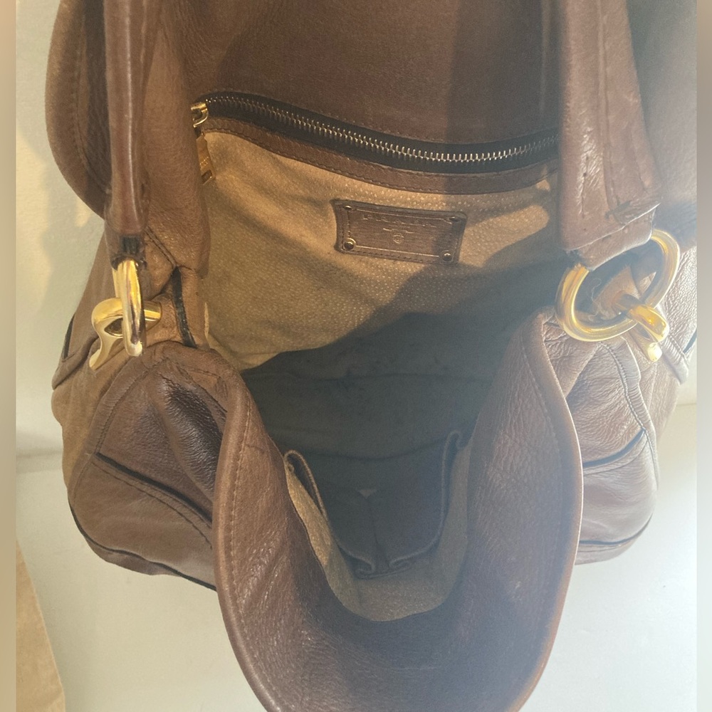 Vintage Prada Cervo Shine Hobo Bag in Luggage Brown - Picture 9 of 13